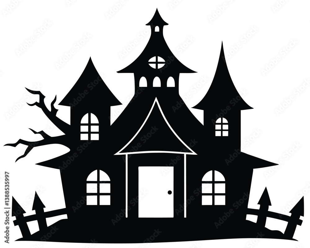 Fototapeta premium Haunted house isolated on white background