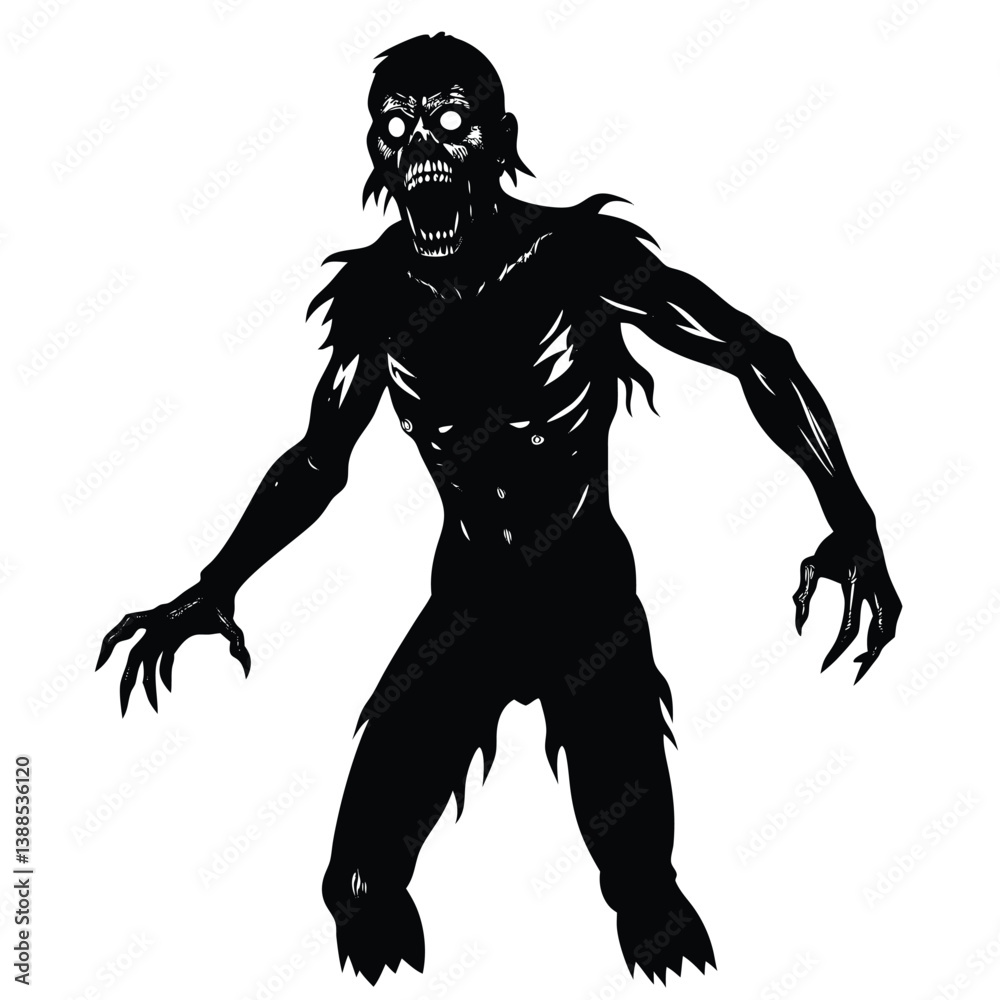 Fototapeta premium Zomie isolated on white background