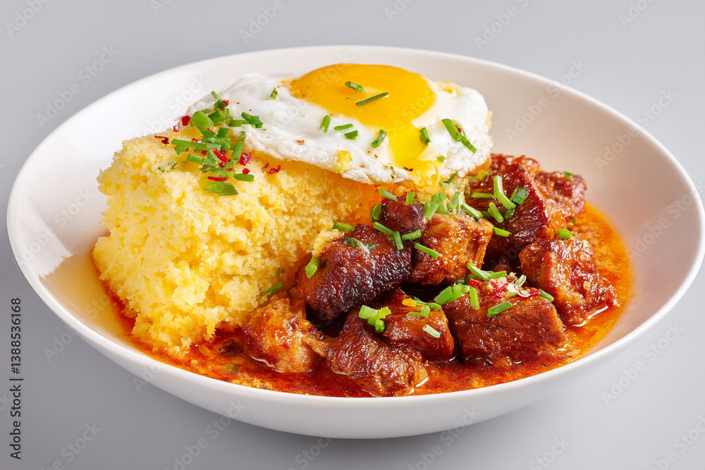 Algerian rechta with lamb stew isolated on white Algerian rechta with lamb stew isolated on white