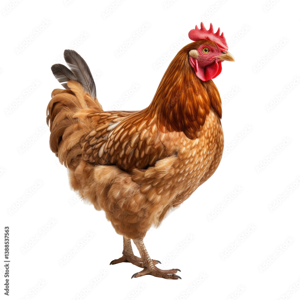 Fototapeta premium Plump Brown Hen on transparent background