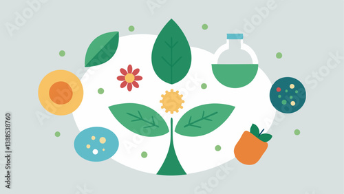 Natural Ingredients A composition of exosome treatments with botanical elements like leaves or flowers surrounding them symbolizing the natural and effective properties of the