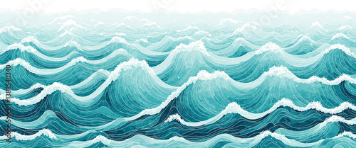 blue ocean waves illustrati...