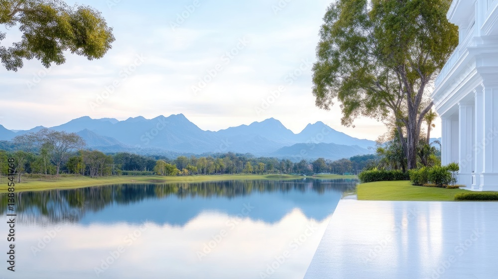 Fototapeta premium Tranquil Lakeside Estate