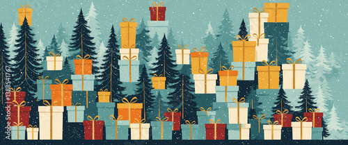 winter forest gift stacks
