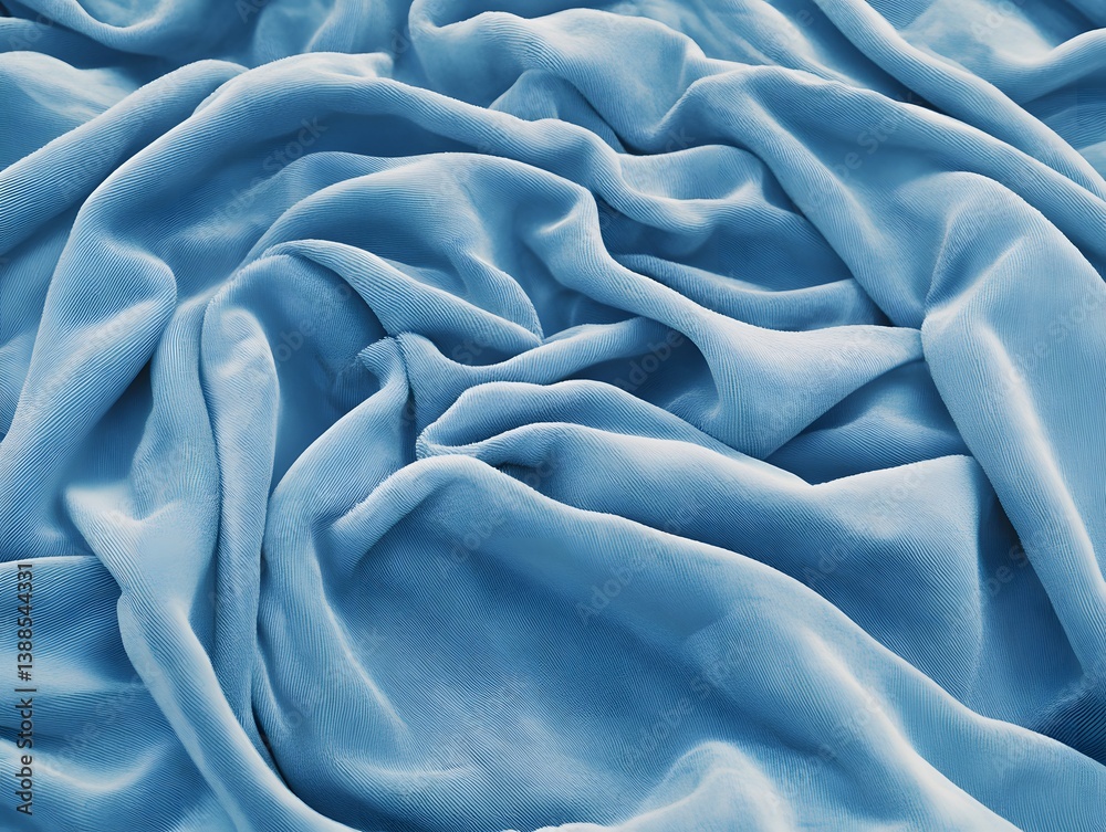 Obraz premium Draped Light Blue Velvet Fabric Texture Background