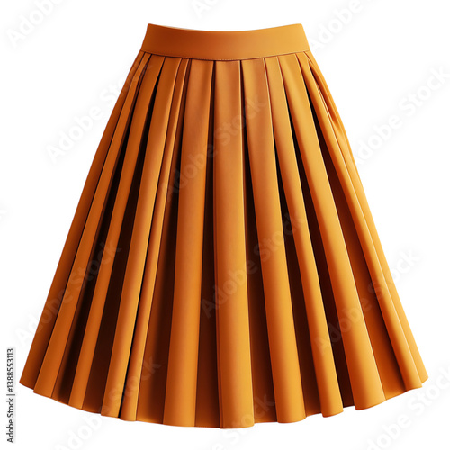 A Chic Pleated Midi Skirt Isolated on Transparent Background