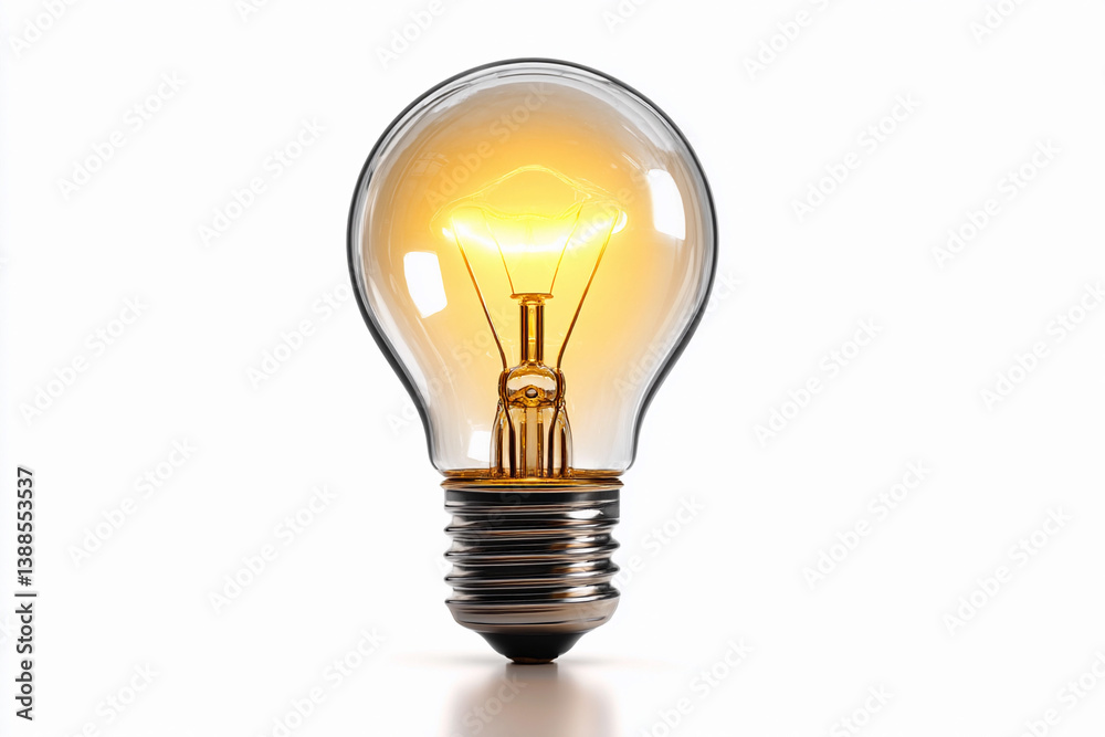 Bright light bulb glowing softly with a warm hue in a minimalist setting at home Bright light bulb glowing softly with a warm hue in a minimalist setting at home