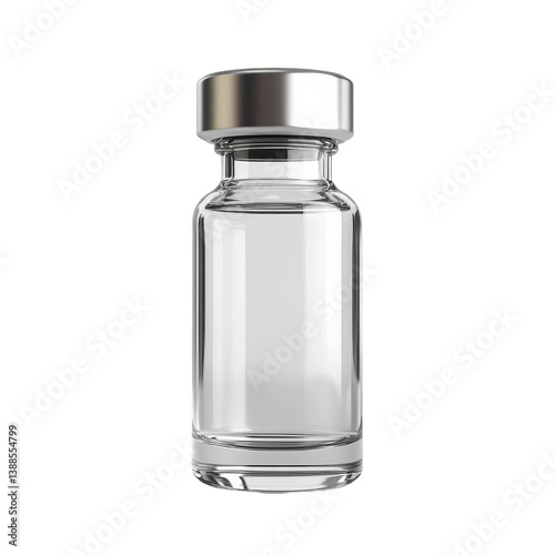 Obraz na płótnie A clear glass vial with a metal cap, commonly used for storing liquids or medications. w salonie