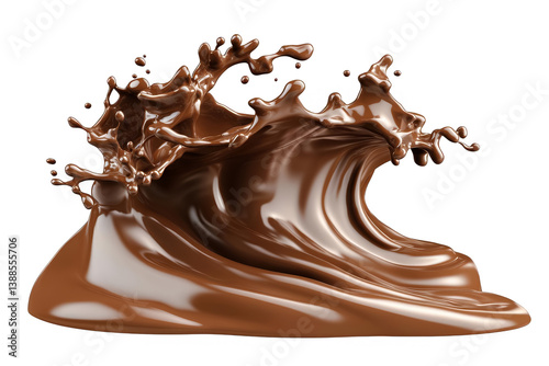 Dynamic Chocolate Splash Illustration On Transparent Background