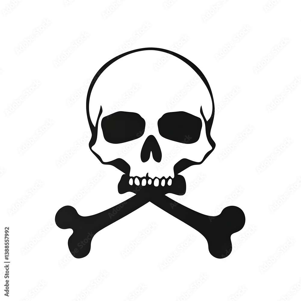 Isolated Black Skull And Crossbones Illustration On Transparent Background