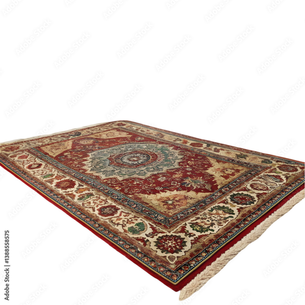 Red & Beige Oriental Rug isolated on transparent background Red & Beige Oriental Rug isolated on transparent background