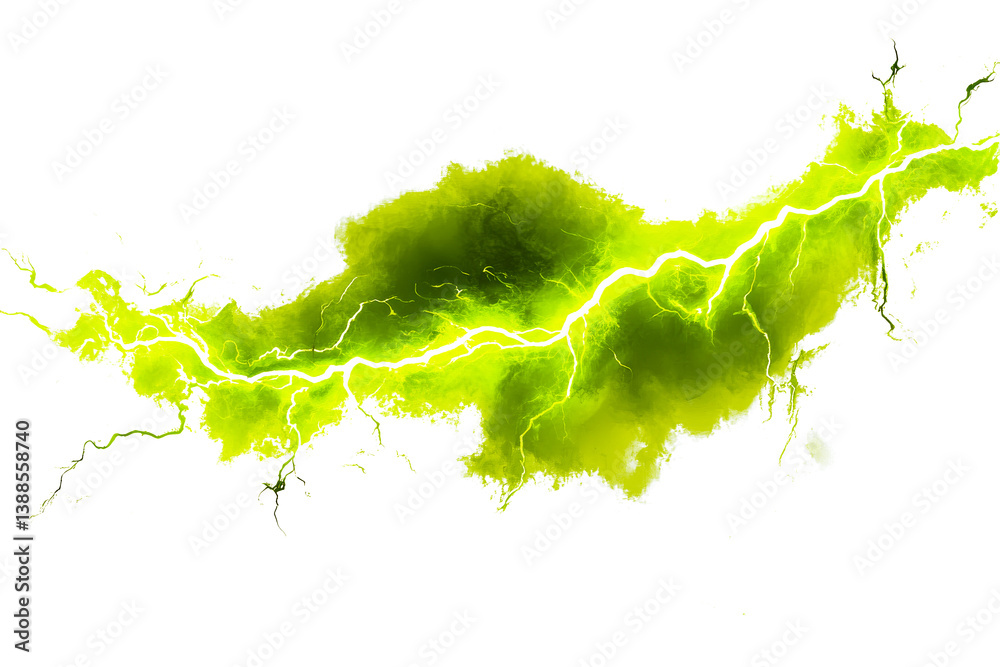 A vibrant green abstract design resembling fluid movement and energy.