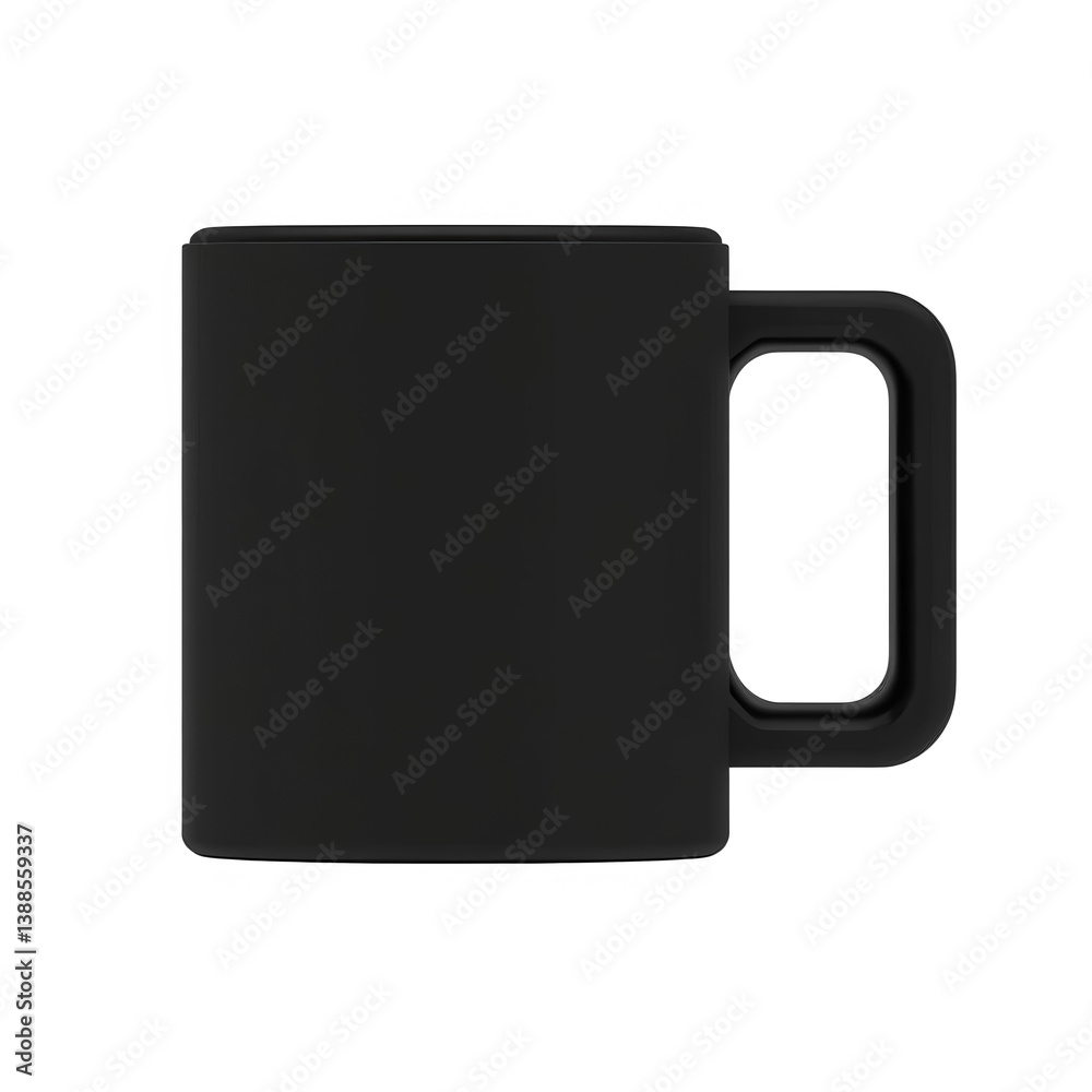 Isolated Black Mug With Square Handle On Transparent Background Isolated Black Mug With Square Handle On Transparent Background
