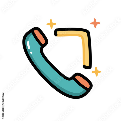 Telephone Handset Icon – Colorful Doodle for Contact Pages, VoIP Apps, and Call-to-Action Buttons. 
