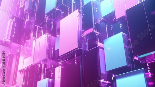 Dynamic visual display of digital cubes virtual space abstract art futuristic concept