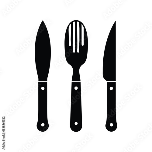 Dinner knife steak and butter knife silhouette vector illustration