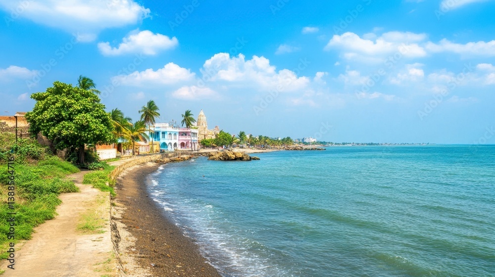 Obraz premium Scenic Coastal View with Sky