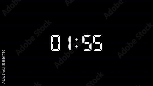 Digital Countdown timer two minute animation from 120 to 0 seconds on transparent background ,120 second countdown timer, Countdown video