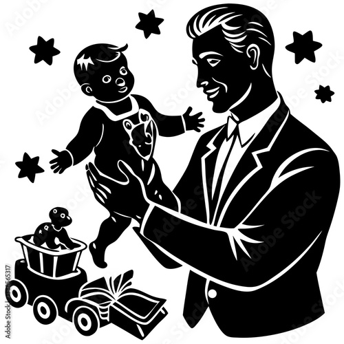 Father lifting child silhouette
