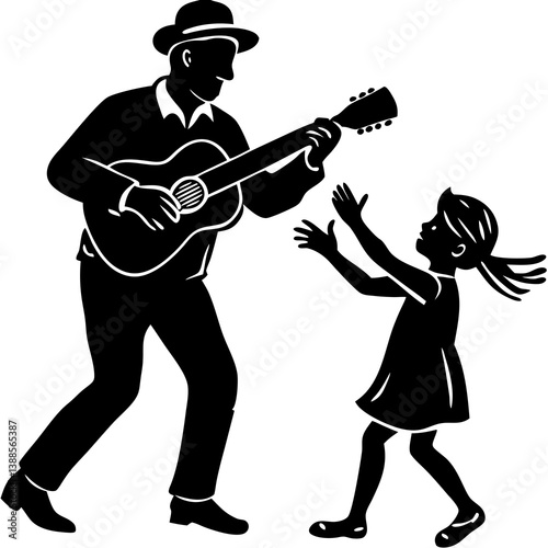 Father lifting child silhouette