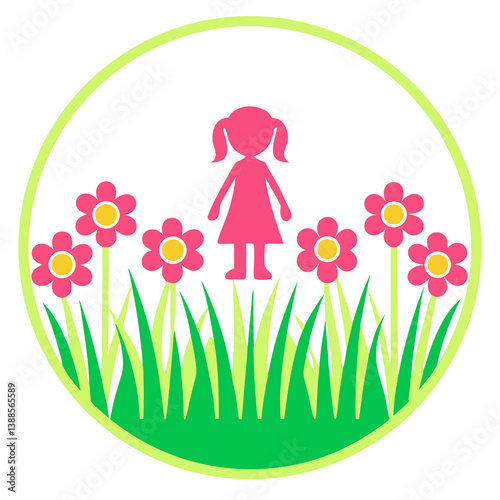 Girl in Flower Garden Silhouette