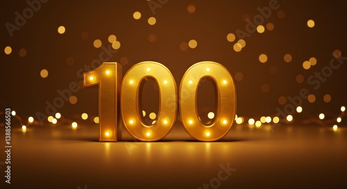 Illuminated Golden Number 100 Celebration: A Centennial Milestone