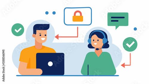 Course Access Issues A support spet assisting a user who is having trouble accessing a course with visuals of ‘locked courses and arrows indicating action steps to resolve the