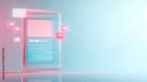 Digital interaction showcase futuristic graphic design in mobile virtual environments