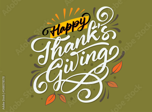 Happy thanksgiving lettering vector graphic illustration