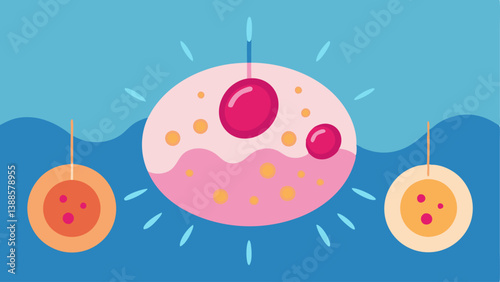 Microscope View Show a magnified view of skin cells under a microscope with exosomes interacting with damaged cells promoting regeneration and healing.