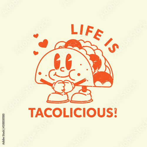 american retro style Kebab Cute Trendy Cartoon Vector Hand Drawn Template Design