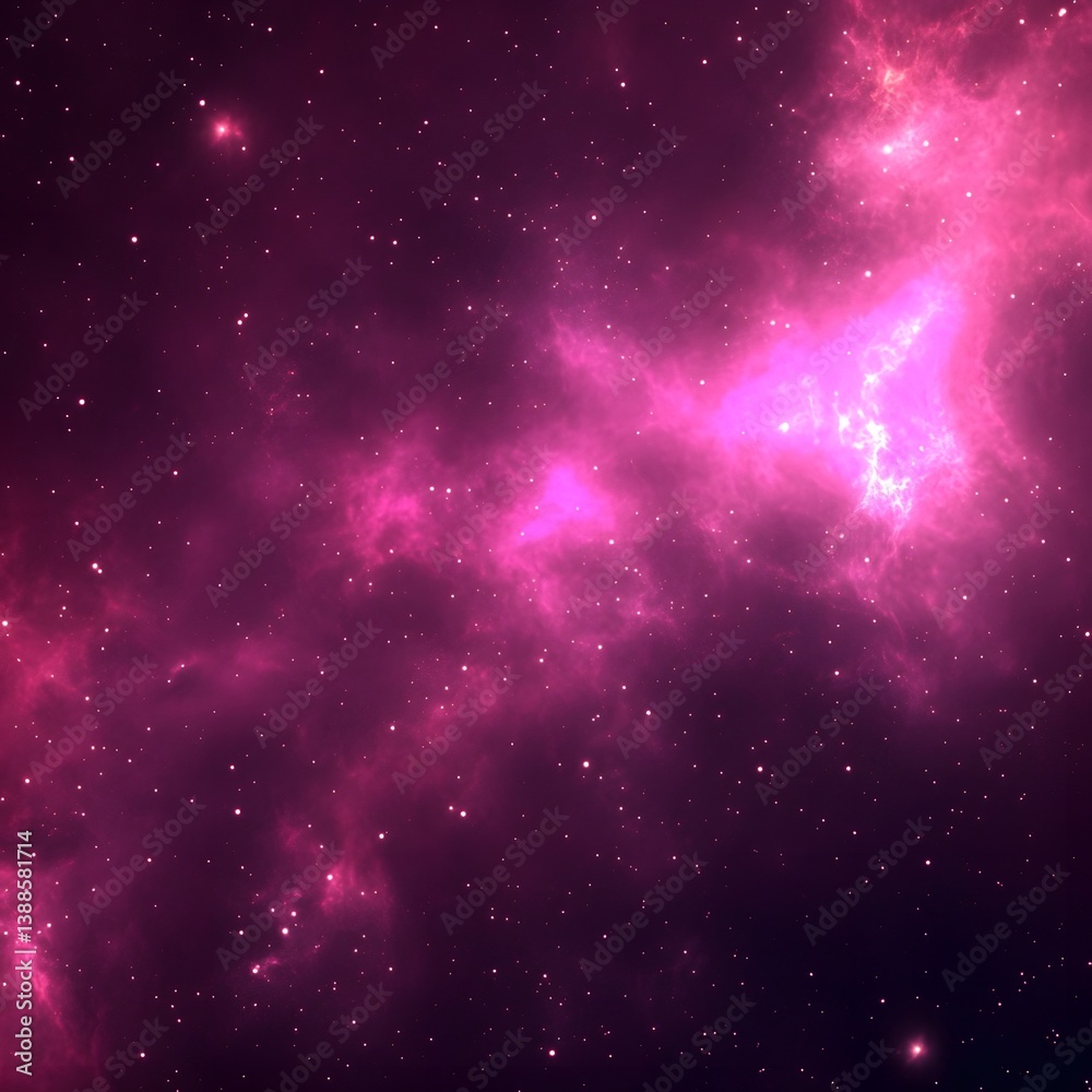 Naklejka premium Vibrant Pink Nebula Cosmic Background Space Galaxy