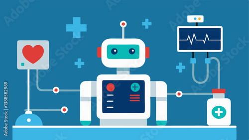 PostSurgery Monitoring A robotic system is shown alert and monitoring vital signs after a surgical procedure highlighting its role in patient care and recovery.