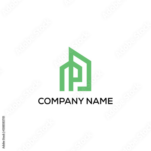 Iconic Initial Letter P City Logo Design. Simple Building Icon on the Letter P Logo Design.