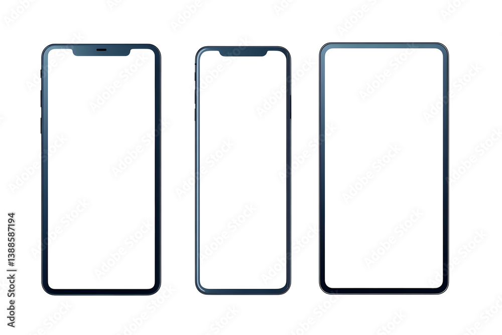 Three Smartphones Outlines On Transparent Background Modern Gadget Device Three Smartphones Outlines On Transparent Background Modern Gadget Device