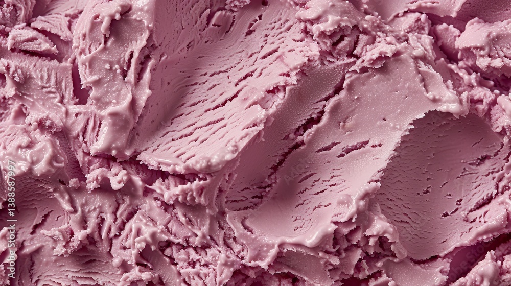 Naklejka premium Close up of strawberry gelato texture for a full frame banner background with delicious surface