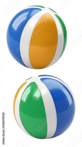 Free Download Isolated Transparent Beach Balls with Blue Orange Green and White Stripes Photo - GFXLoad