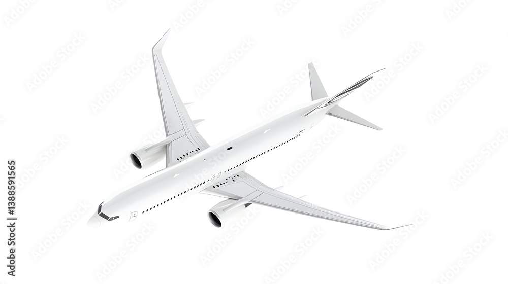 Isolated White Airplane Illustration Depicting Flight Transportation Isolated White Airplane Illustration Depicting Flight Transportation