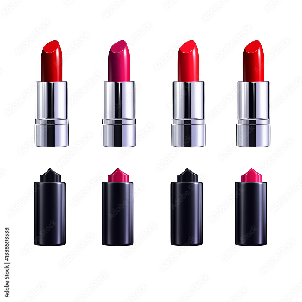 Obraz premium Photorealistic Lipstick Collection On Black Background In Various Colors