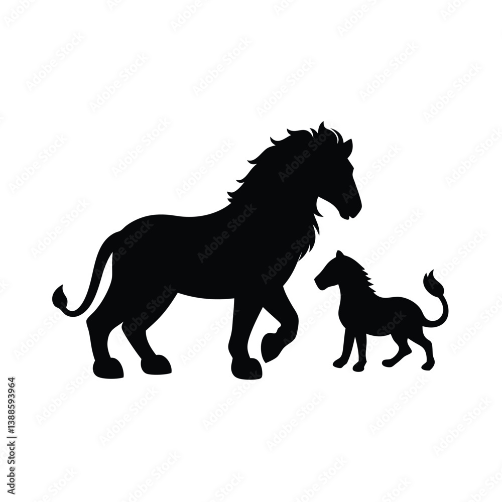 Obraz premium lion black silhouette vector art illustration