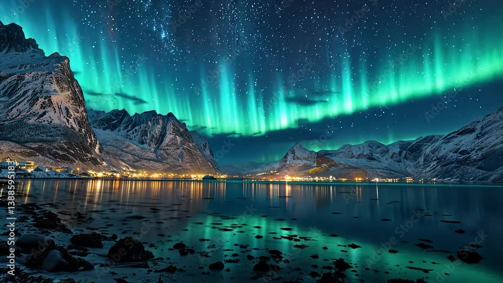 Aurora Borealis over Lofoten Islands, Norway