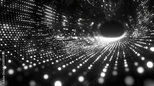 A luminous tunnel composed of many interconnected shining dots