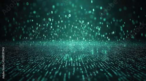Abstract Digital Illustration Depicting Binary Code Falling From Above