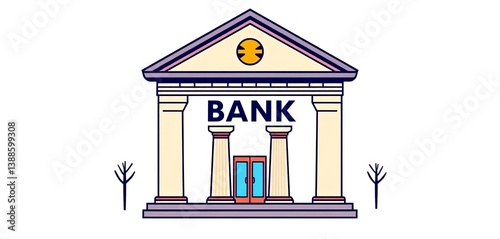 A simple, clean vector icon of a bank building, isolated on white, investment, abstract icon