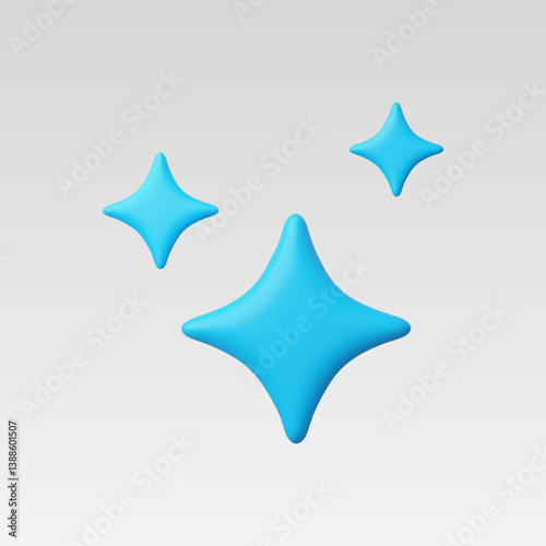 3d Sparkling stars vector Illustration