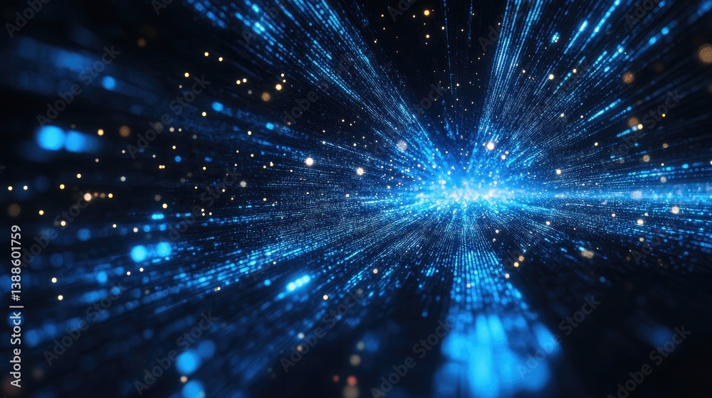 An abstract representation of data moving through space emerges An abstract representation of data moving through space emerges