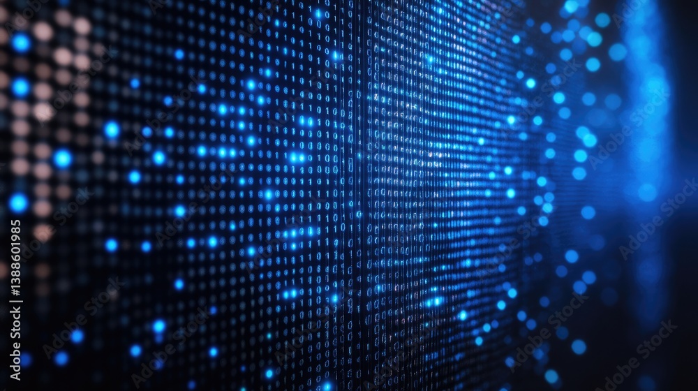 Digital data streams represent binary code and abstract technology Digital data streams represent binary code and abstract technology