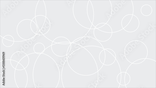 This minimalist background features a soft gray backdrop with delicate white lines forming interconnected circles.