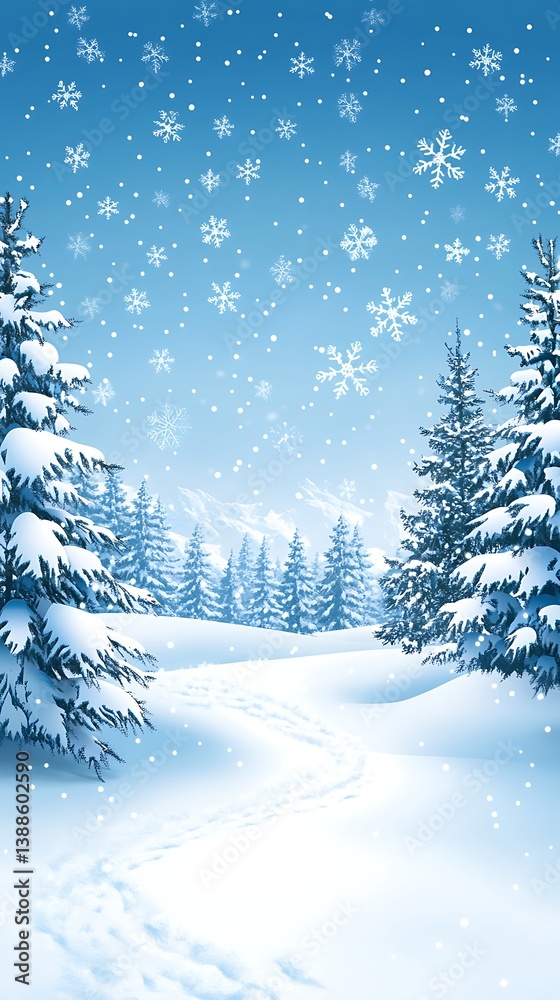 Naklejka premium Snowy winter forest path