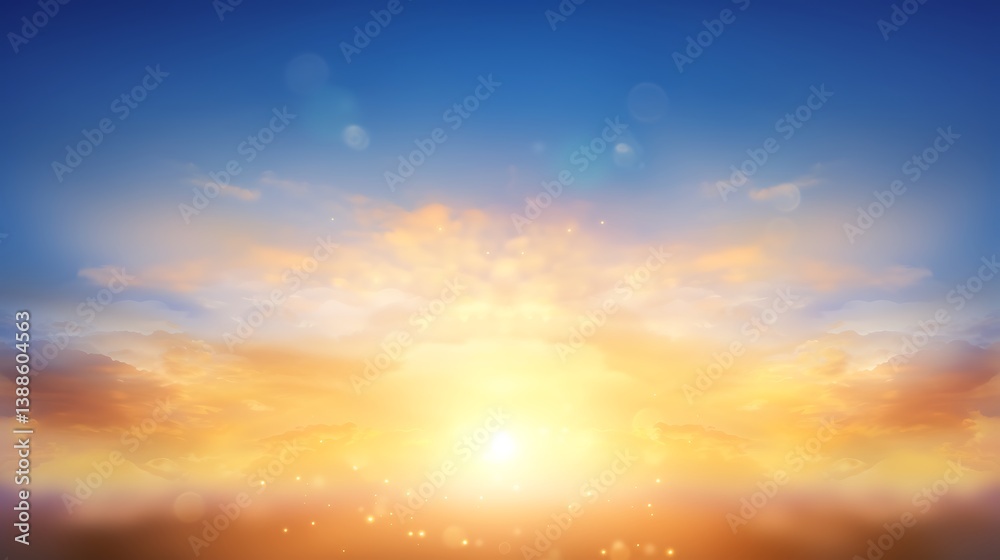 Fototapeta premium A Beautiful Sunset Over the Horizon With Cloudy Skies